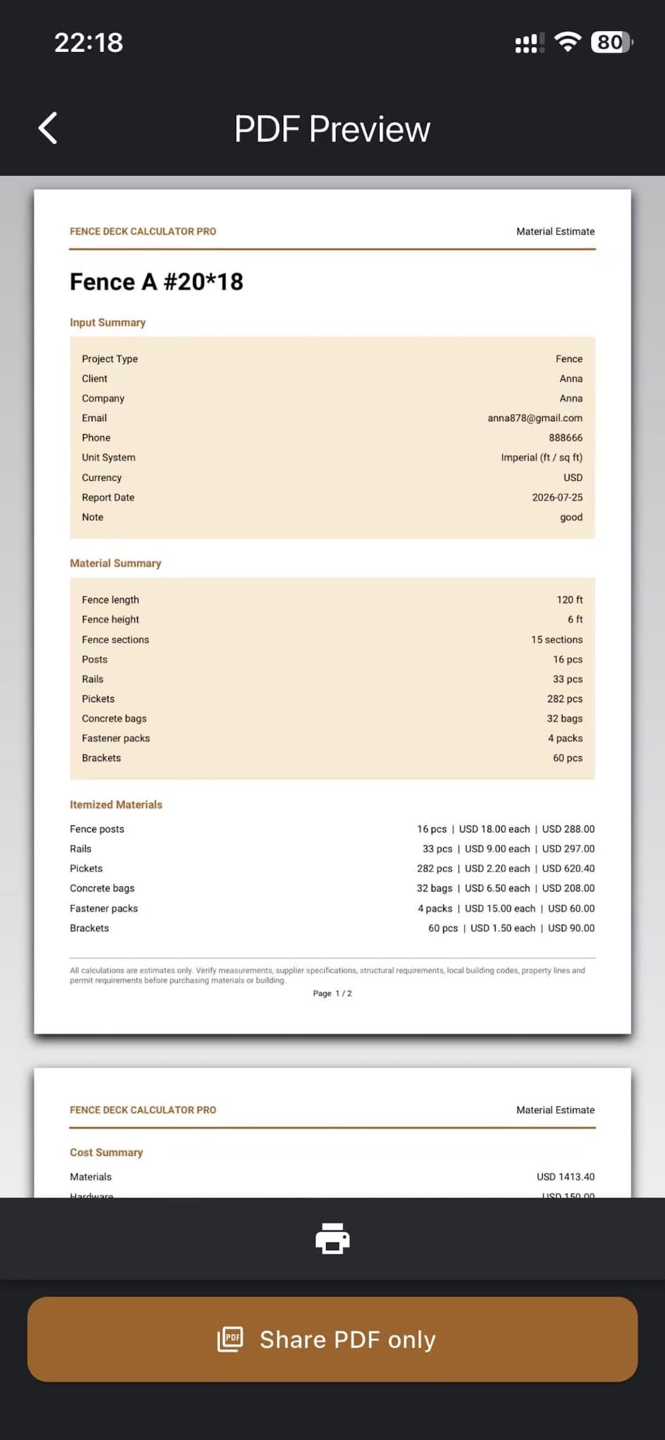 PDF preview screen