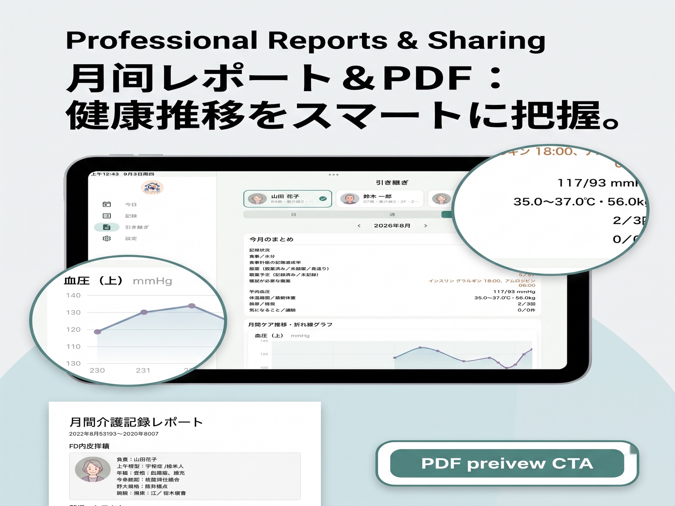iPadの月間レポートとPDF
