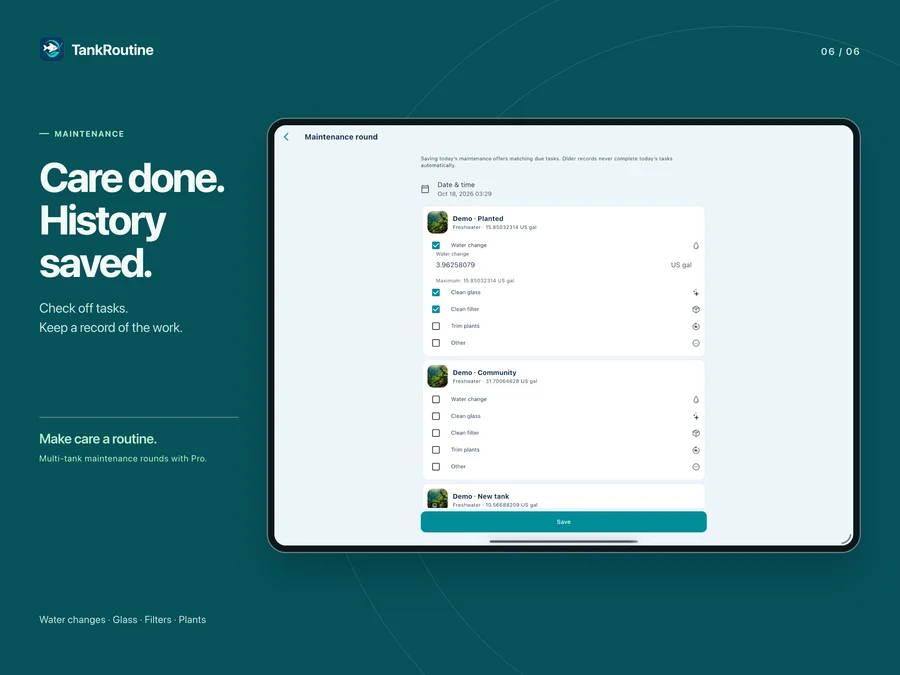 TankRoutine iPad: Make room for a routine