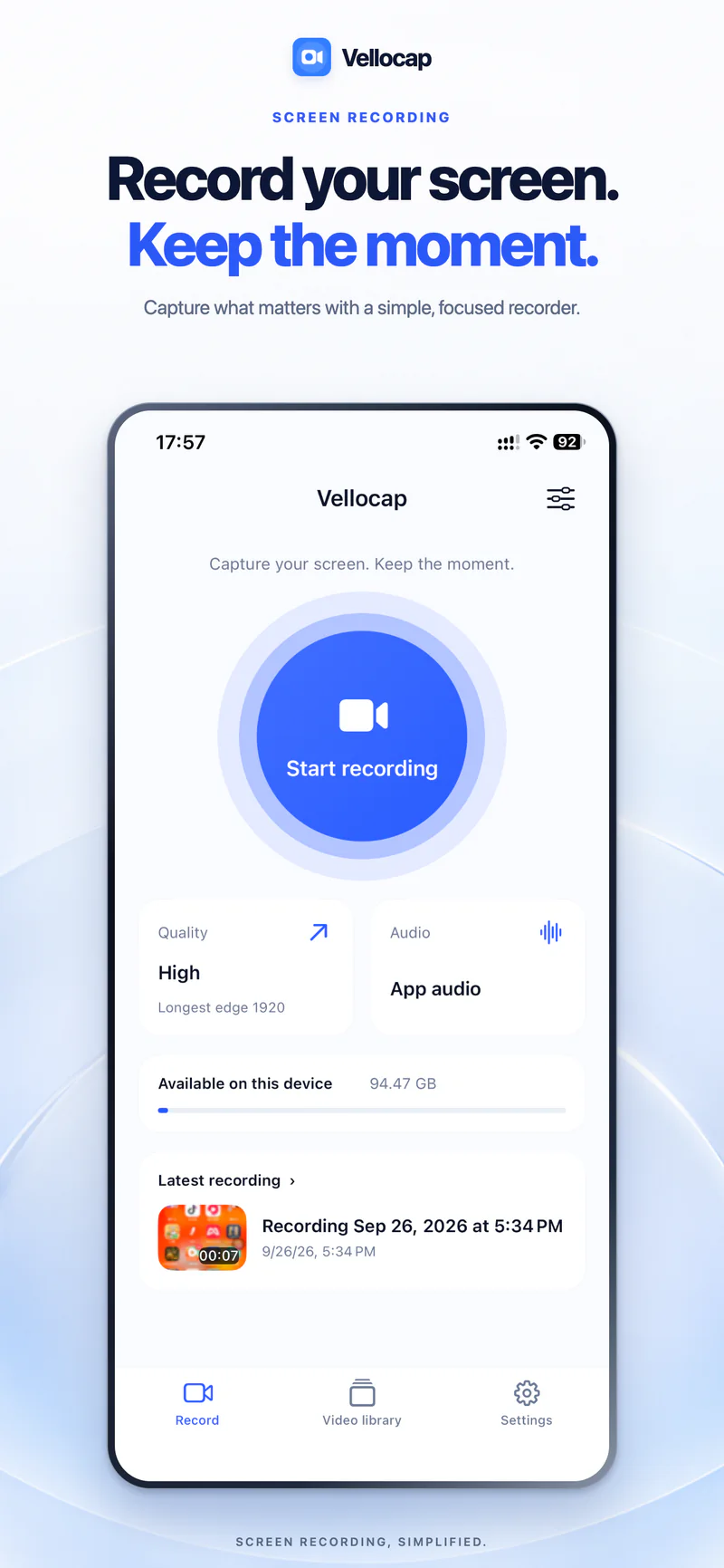 Vellocap screen recorder App Store artwork